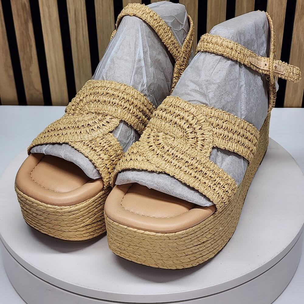 NEW - Marc Fisher LTD Payley Women’s Woven Platform Wedge Sandals Natural 10 M - Picture 7 of 9